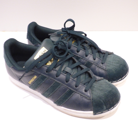 Adidas Superstars with Velvet Trim in Forest Green - Picture 1 of 9